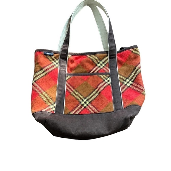 Lands End Tote Bag Red Brown Retired‎ Pattern Very Good Condition Pockets - Picture 9 of 13